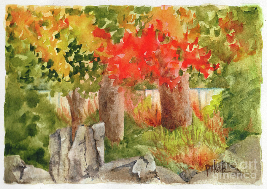 Woodsy Autumn Victoria Painting by Pat Katz