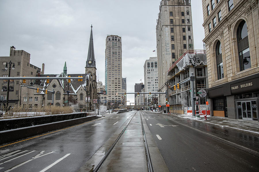 Woodward Ave in Detroit in Winter  Photograph by John McGraw
