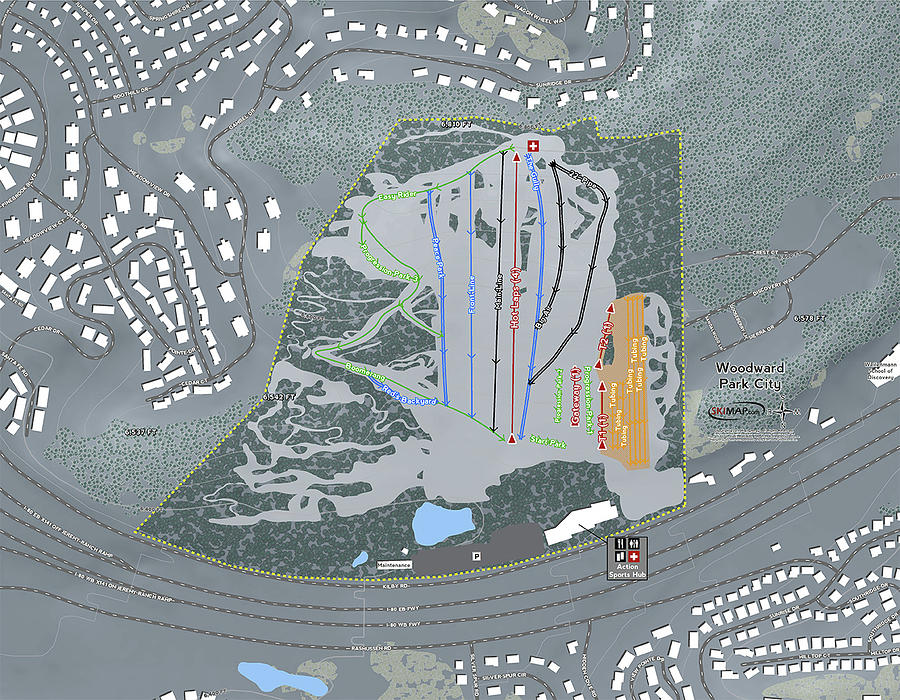 Woodward Ski Resort Map Digital Art by Powder Addicts Pixels