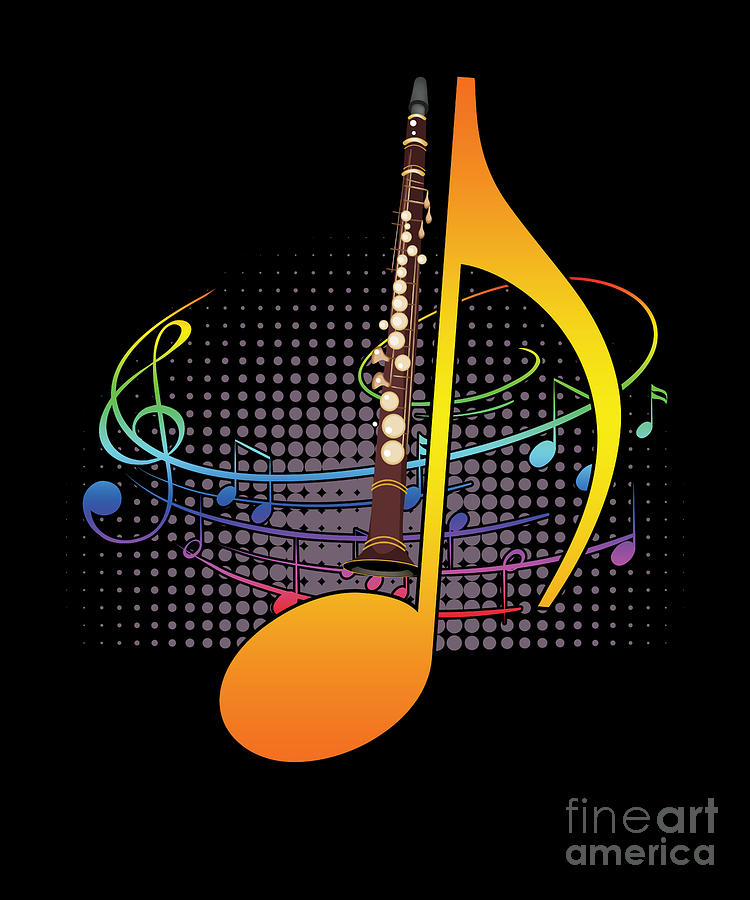 Musician Digital Art - Woodwind Musical Instruments Musicians Music Notes Clarinet Gift by Thomas Larch