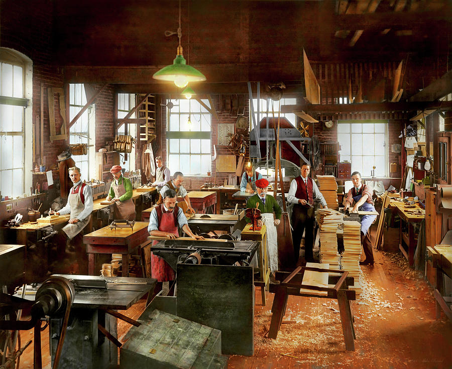 Woodworker - Mr Mudd and his carpenters 1917 Photograph by Mike Savad