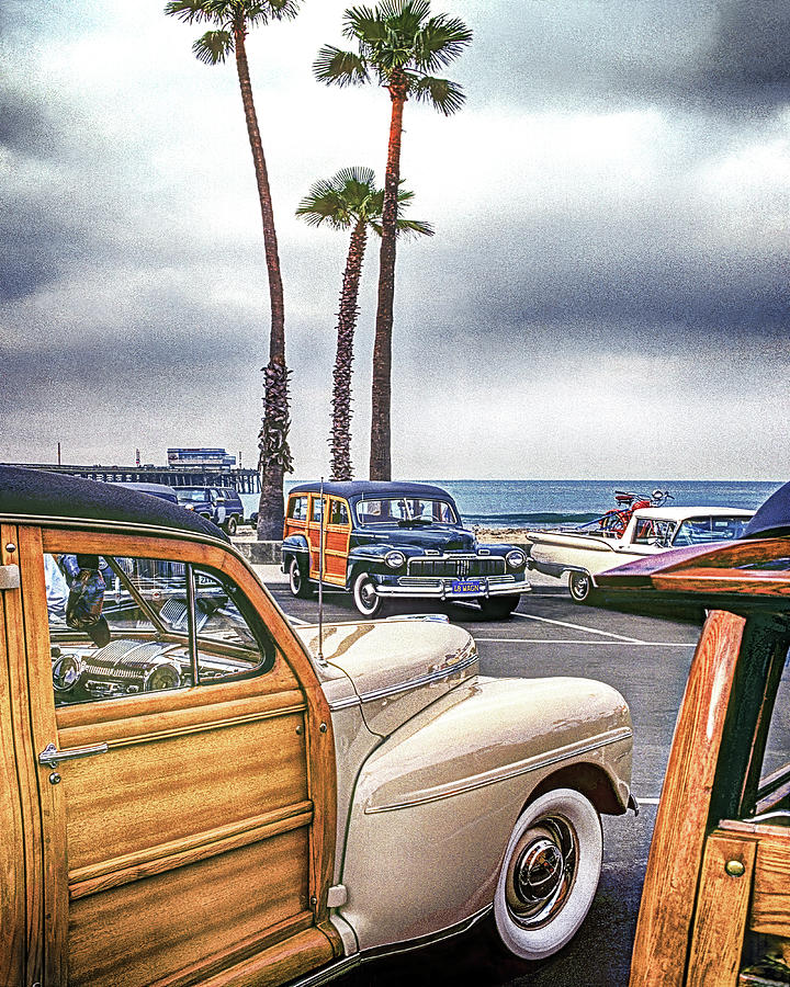 WOODIES AT THE PIER, Newport Beach, California Photograph by Don Schimmel