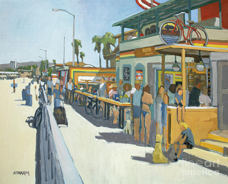 Woodys Breakfast and Burgers - Pacific Beach, San Diego, California Painting by Paul Strahm