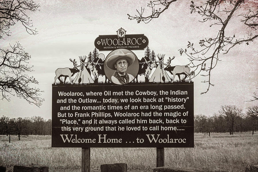 Woolaroc Museum and Wildlife Preserve Welcome Sign  Photograph by Debra Martz
