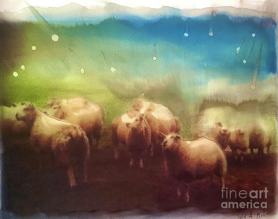 woolly comet Shower Painting by FeatherStone Studio Julie A Miller