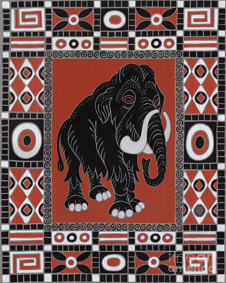 Woolly Mammoth. Geometric Pattern Painting by Amy E Fraser