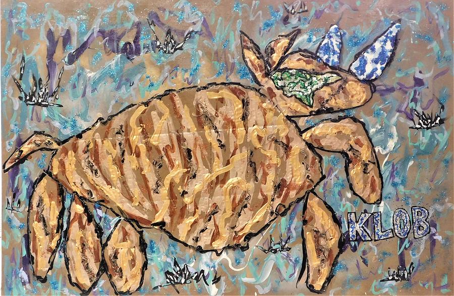 Wooly Rhino  Leaping Through the Grass Mixed Media by Kevin OBrien