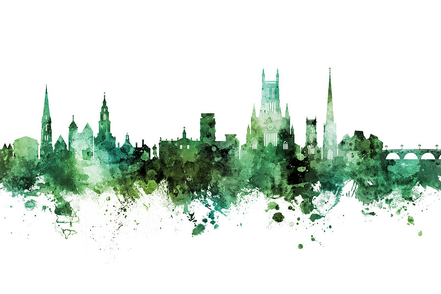 Worcester England Skyline #62 Digital Art by Michael Tompsett