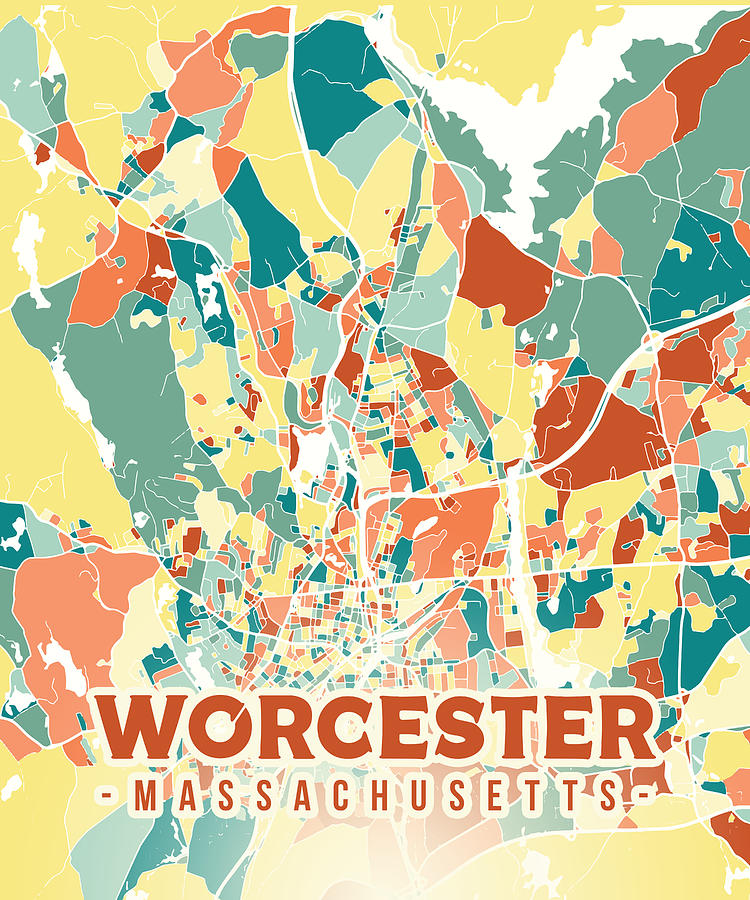 Worcester US map Digital Art by Alexandru Chirila - Pixels