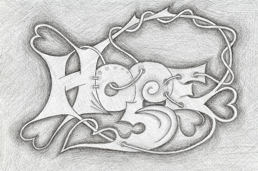 Word Hope pencil graffiti Drawing by Ioanna Apidopoulou - Pixels