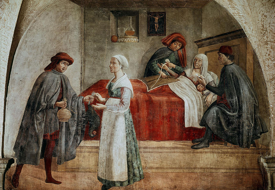WORK OF MERCY - 15th CENTURY. Painting by Domenico Ghirlandaio -1449-1494- Bigordi Curradi