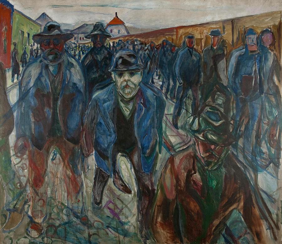 Edvard Munch Drawing - Workers on their Way Home  #4 by Edvard Munch