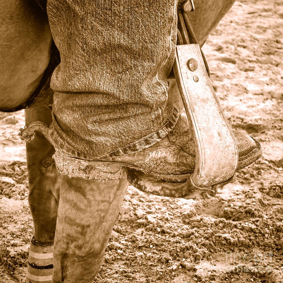 Working Boot - Sepia Photograph by Olivier Le Queinec