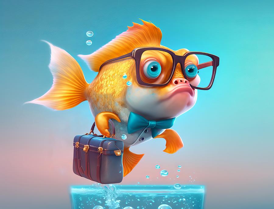 Working Goldfish Digital Art by Karen Foley