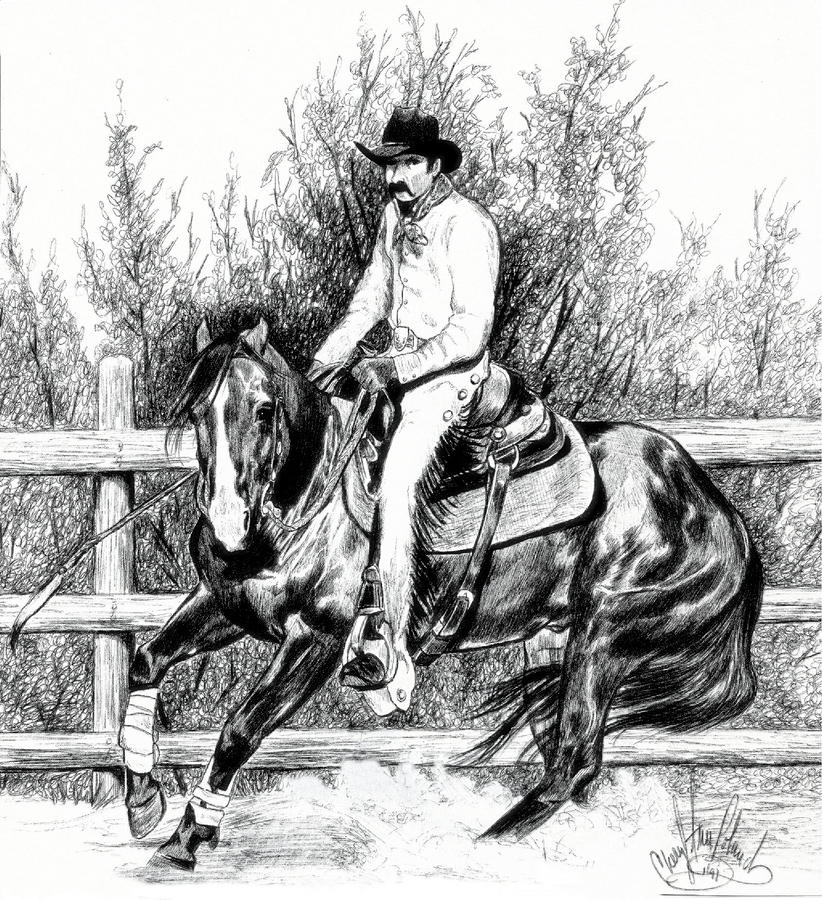 Horse Drawing - Working in the Pen Bic-Pen that is by Cheryl Poland
