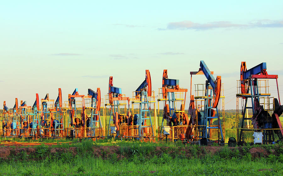 Working Oil Pumps In Row Photograph by Mikhail Kokhanchikov