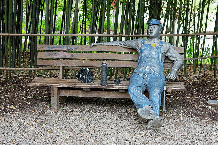 Lunch Photograph - Workman Relaxing  by Sally Weigand