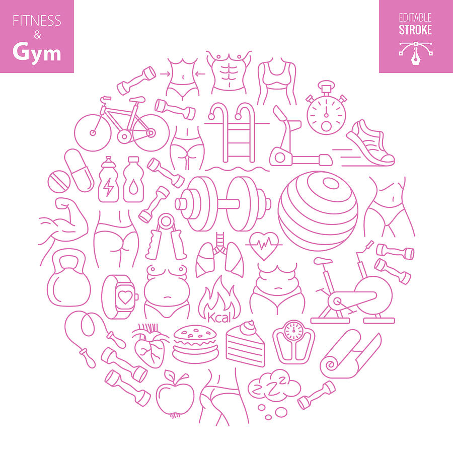 Workout Fitness and Gym Concept Drawing by AlonzoDesign