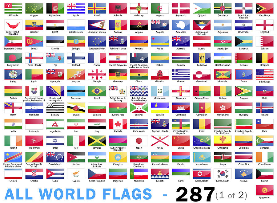 World All Flags - Complete collection - 287 items - part 1 of 2 Drawing by Loops7