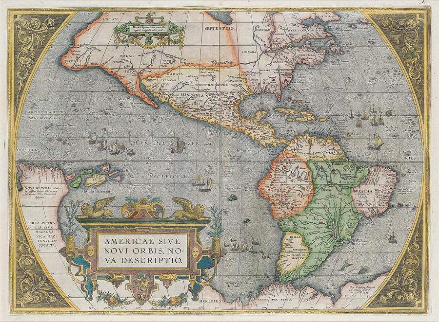 WORLD AND CONTINENTS ORTELIUS ABRAHAM Antwerp 1587 Painting by Timeless ...