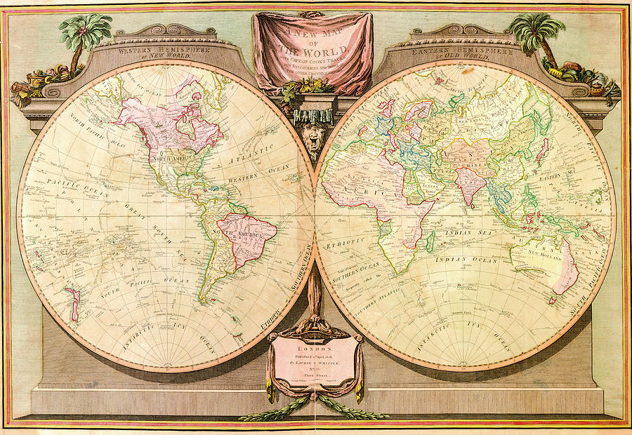 World Atlas Vintage 1808 Drawing by Joseph S Giacalone