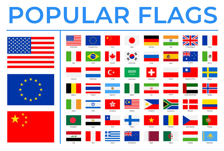 World Flags - Vector Rectangle Flat Icons - Most Popular Drawing by PeterPencil