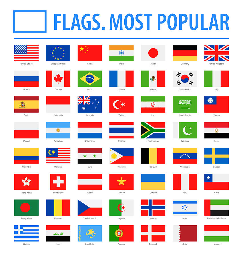 World Flags - Vector Rectangle Flat Icons - Most Popular Photograph by Pop_jop