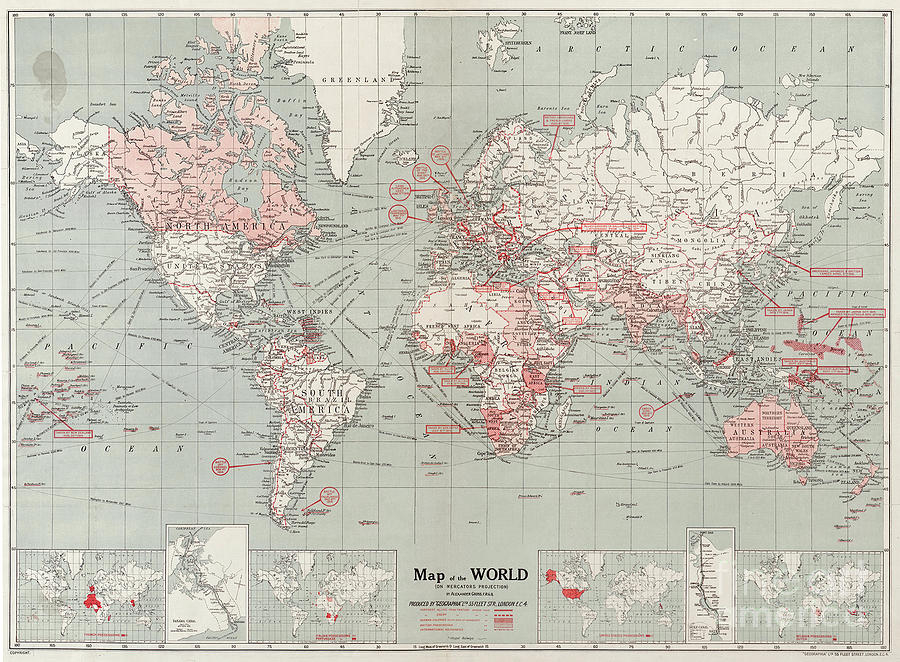 World Histroic Map of W W I - Conflicts - 1914 - 1918 Photograph by Doc Braham