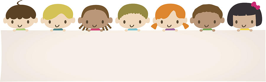 World Kids: Multicultural children holding a blank message sign Drawing by Alashi