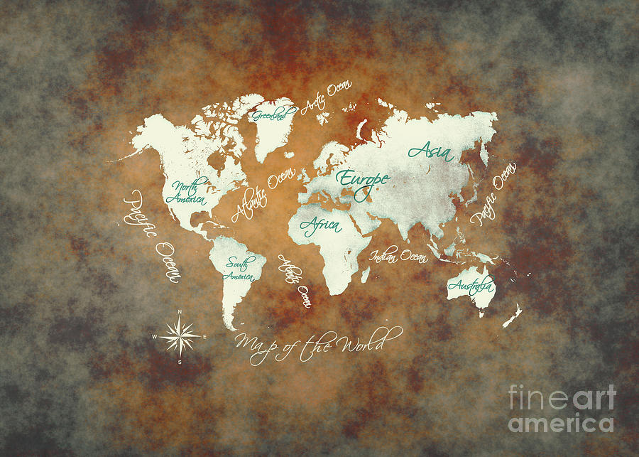 World Map 2020 Brown #world #map Digital Art by Justyna Jaszke JBJart
