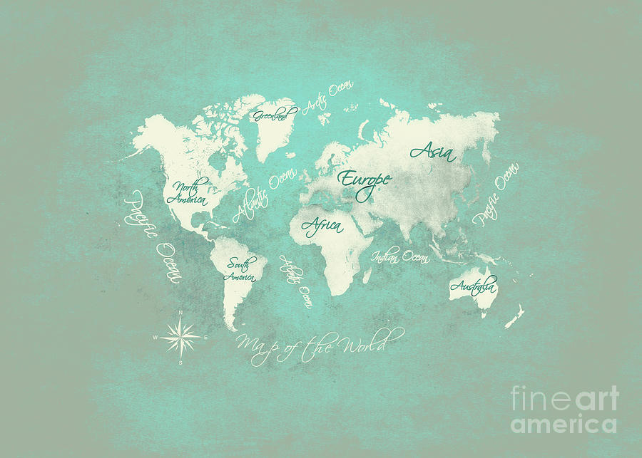 World Map 2020 Green #world #map Digital Art by Justyna Jaszke JBJart