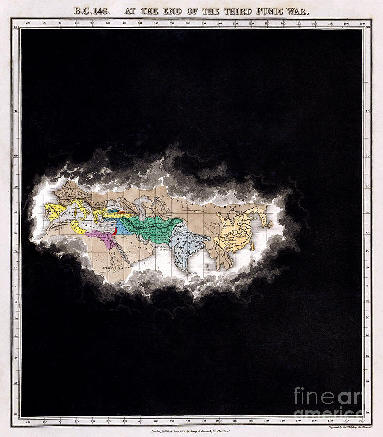 World Map, 300 B.c.-146 B.c. Drawing by Edward Quin