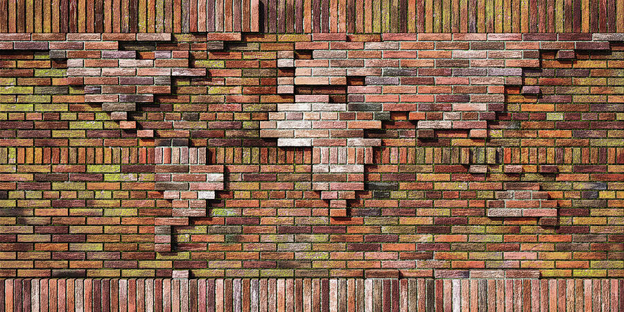 World Map Bricks Digital Art by Frans Blok