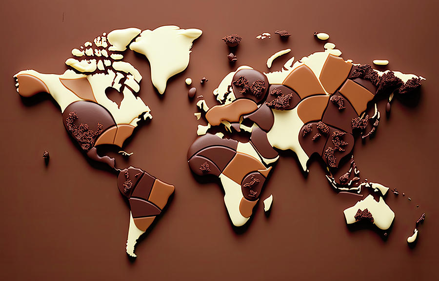 World Map Chocolate And Whte Chocolate Digital Art By Abdullah Masud