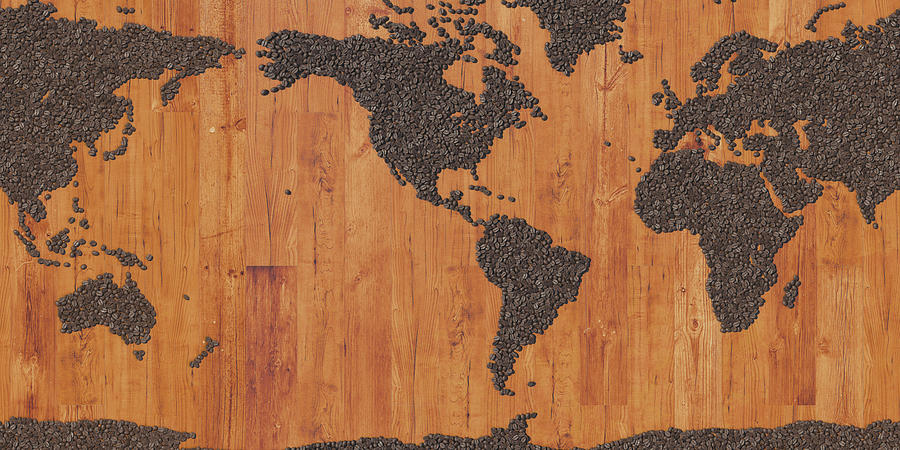 World Map Coffee Beans by Frans Blok