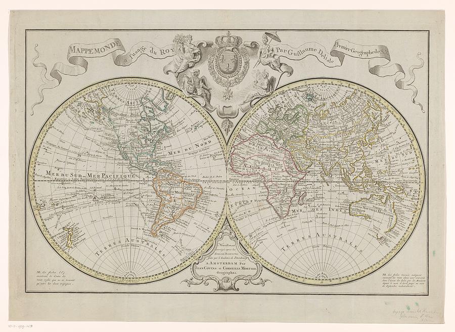 World map divided into map of the eastern and western hemispheres ...