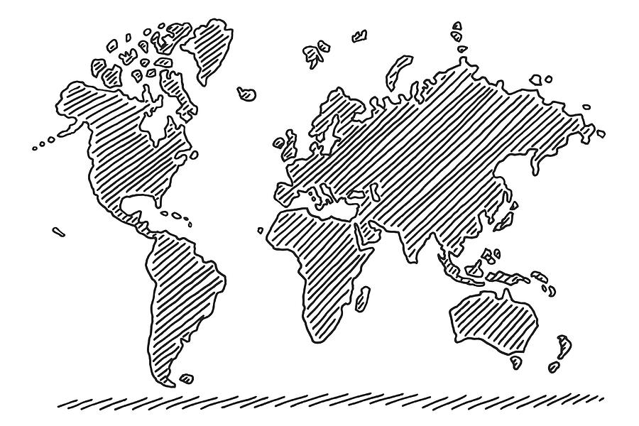 World Map Drawing Drawing by FrankRamspott