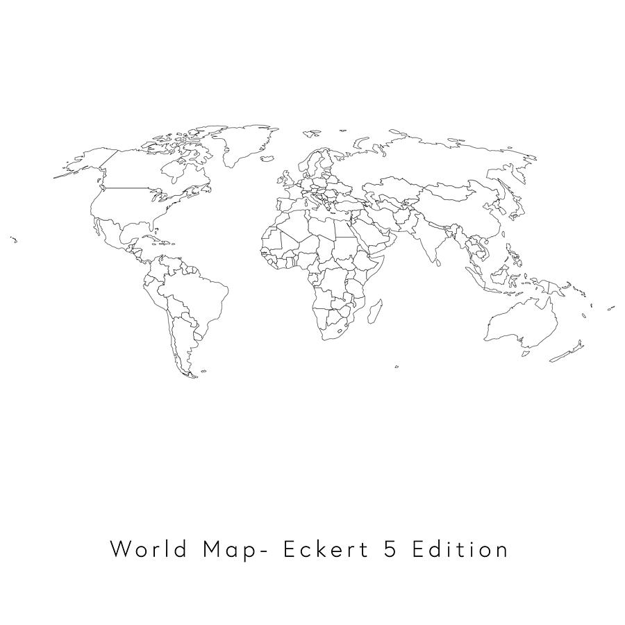 World Map Eckert 5 edition Drawing by Calvindexter