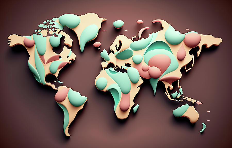 World Map Ice Cream Drops Digital Art by Abdullah Masud - Pixels