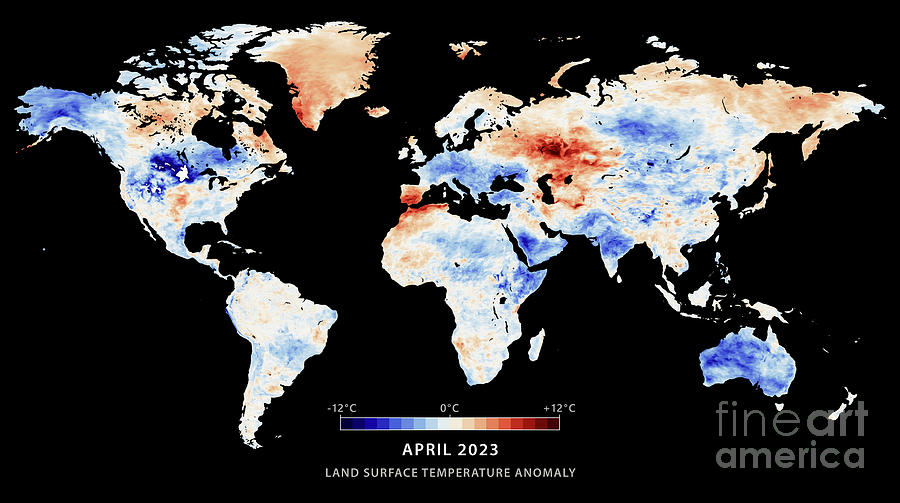 World Map Land Surface Temperature Anomaly April 2023 Frank Ramspott 