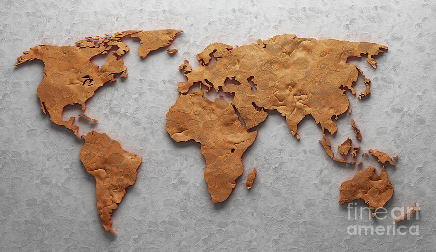 World Map Made Of Clay Photograph