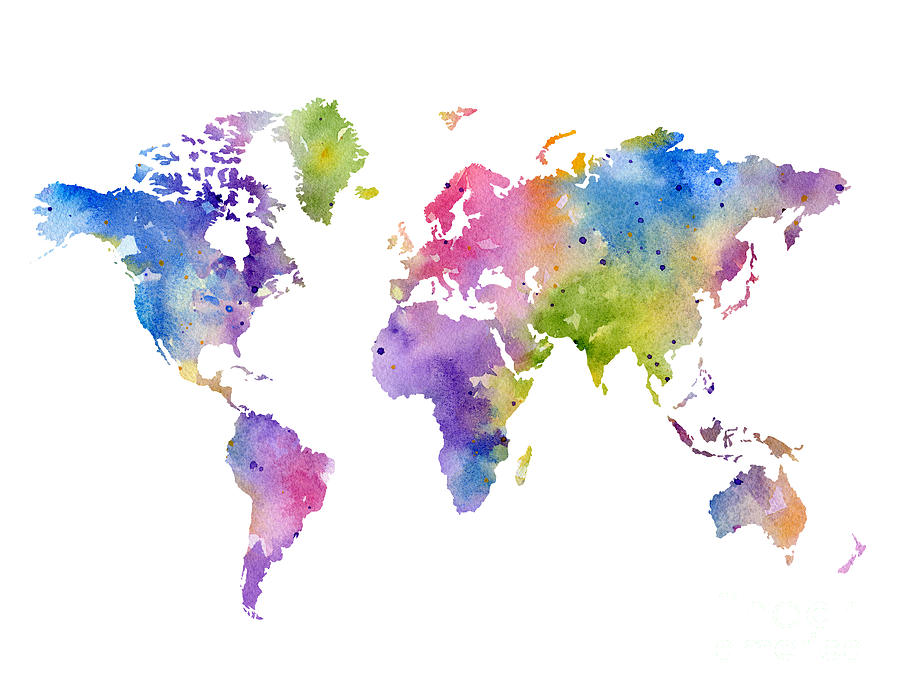 World Map Pastel Abstract Painting by DJ Rogers - Pixels