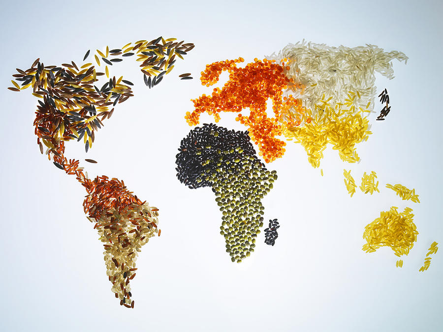 World Map with Grains and cereals Photograph by Yamada Taro