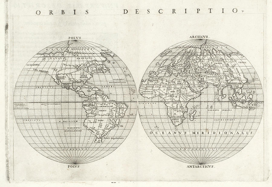 WORLD MAPS BUNTING  Die Eigentliche und Warhafftige Gestalt der Erden und des Meers. Cosmographia Un Painting by MotionAge Designs