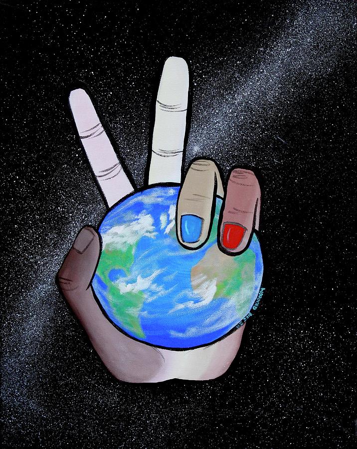 World Peace Is In Our Hands Matrix Painting By M E