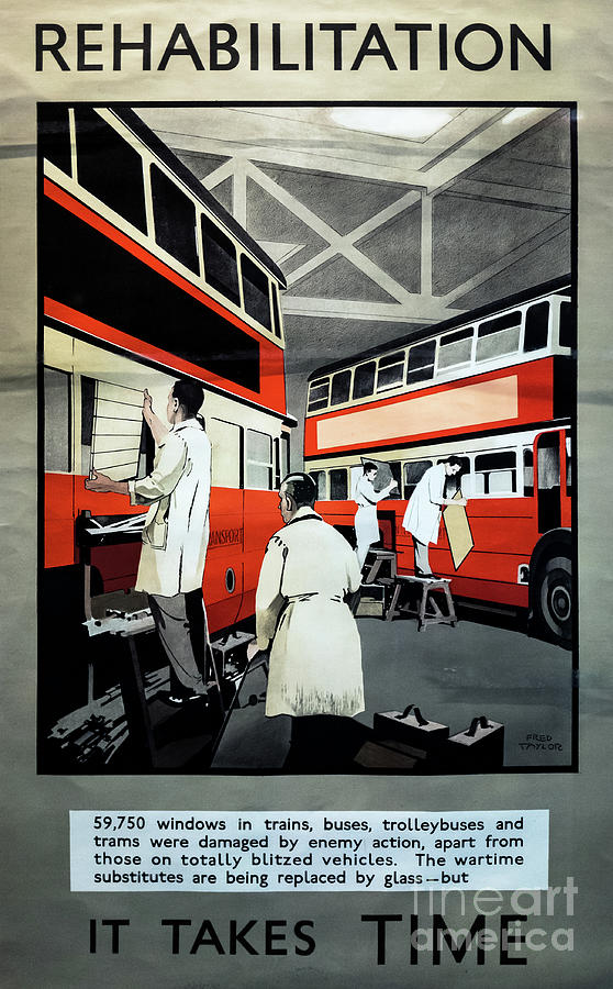 World War 2 London Bus Rehabilitation Poster Photograph by M G Whittingham