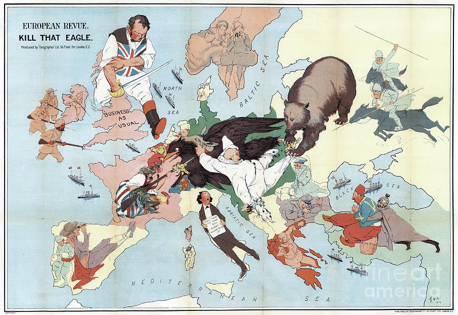 World War I PICTORIAL MAP, 1914 Drawing by J H Amschewitz