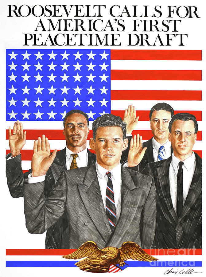 World War II - Americas First Peacetime Draft Painting by Chris Calle