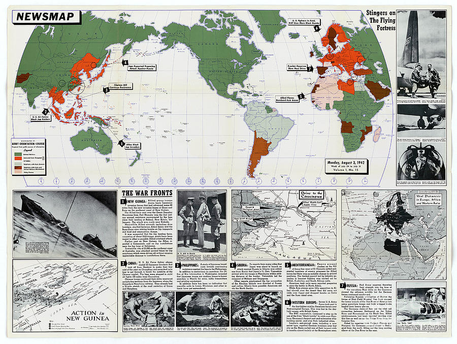 World War II - World Map Photograph by Granger