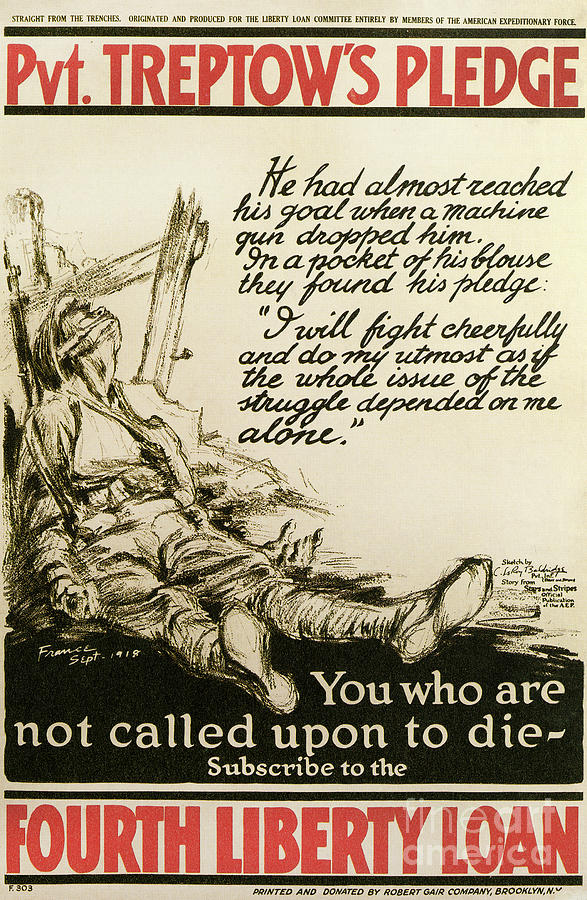 World War One Liberty Loan Poster, 1918 Drawing by C LeRoy Baldridge
